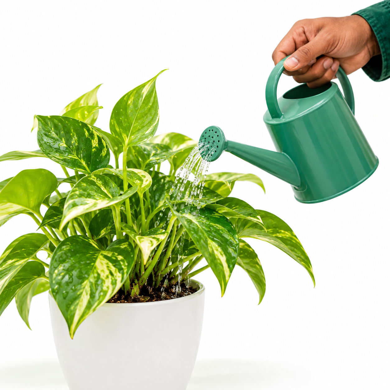Watering a plant